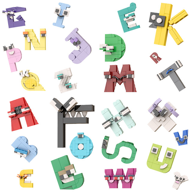 BuildMoc Bulk Building Blocks Kit 26 Style Alphabet English Letters Lore  (A-Z) Education Toys for Children